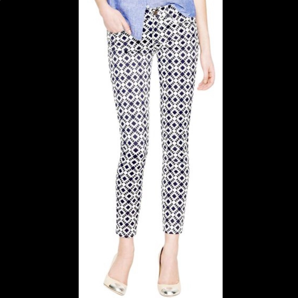 J crew geometric print toothpick jeans size 26